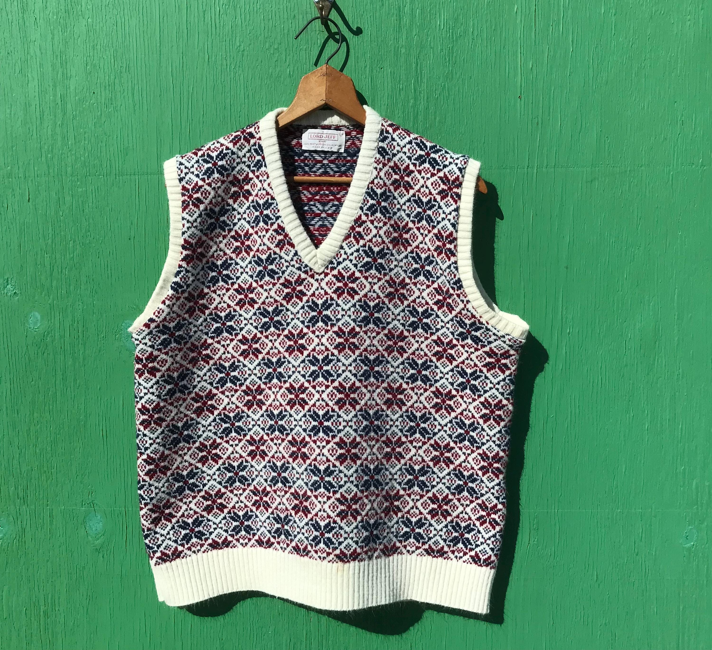 80s〜made in Italy colorful knit vest 80s 90s Vtg Woven Wool Cotton Vest Embroidered Ecuador Jewel