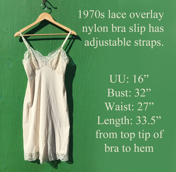 Vintage White Nylon Slip Bust 32 Lace Bra Top Empire Waist Lingerie -   Canada
