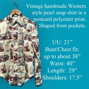 Vintage Western Americana Shirt Pearl Snap Sz Medium w Pockets Handmade image 2