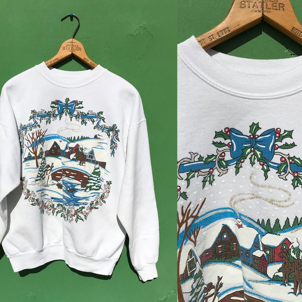 The Men's College Sweatshirt. Graphic -- Vintage Mint with Holiday Greetings Graphic main image 0