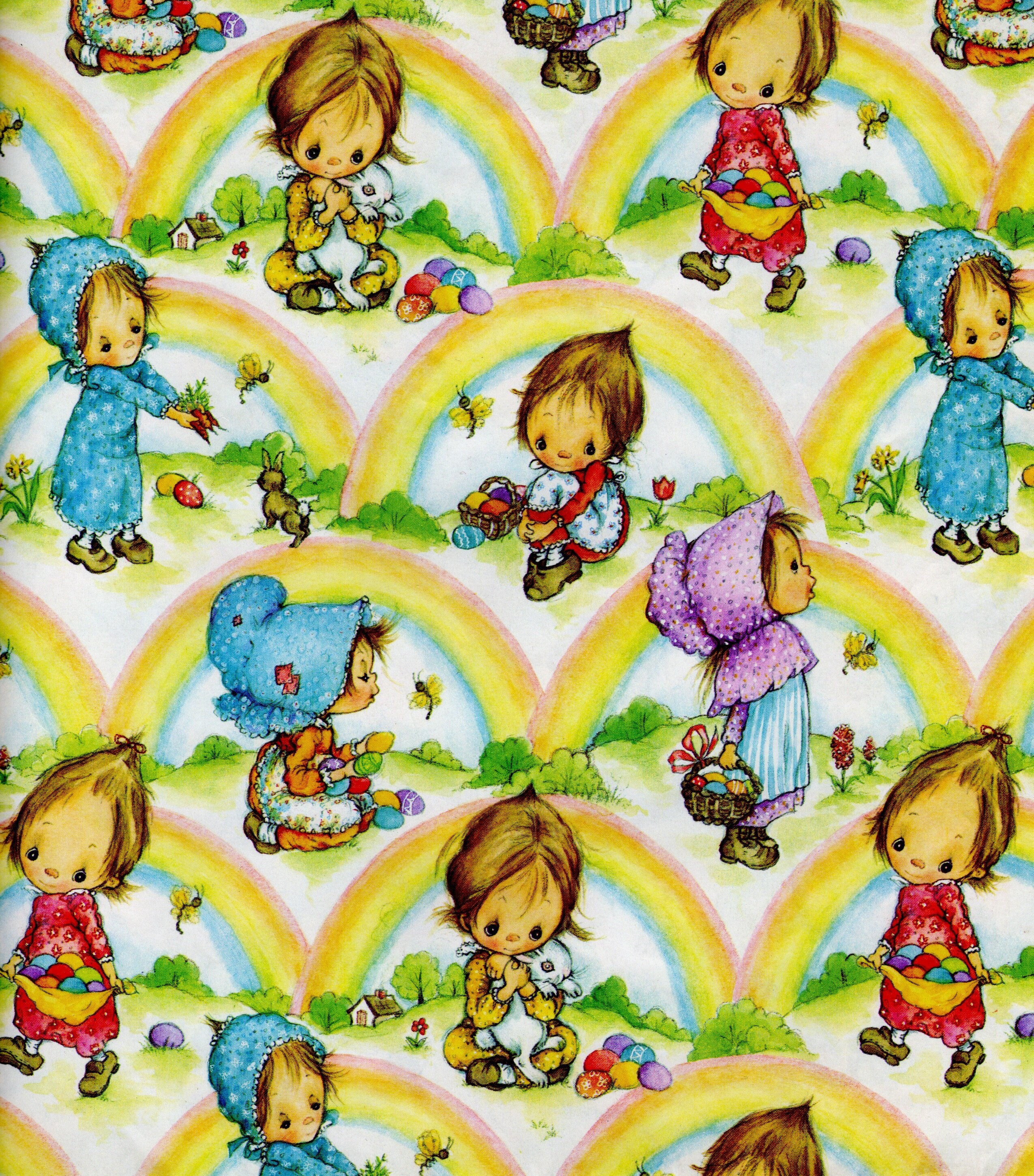 Vintage 60-70s Baby shower gift wrap wrapping paper neon toys