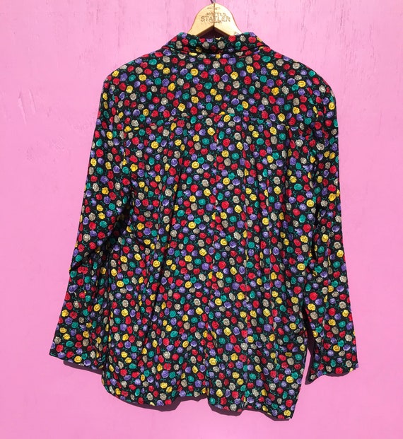 1990s Rayon Color Pop Jacket Size Medium Long Sle… - image 6