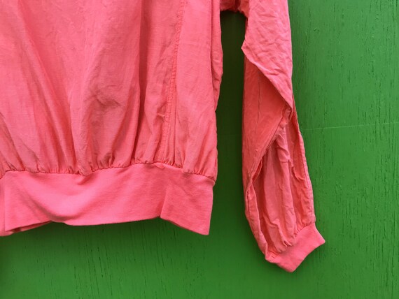 1980s Coral Pink Silk Blend Pullover Top Dolman S… - image 5