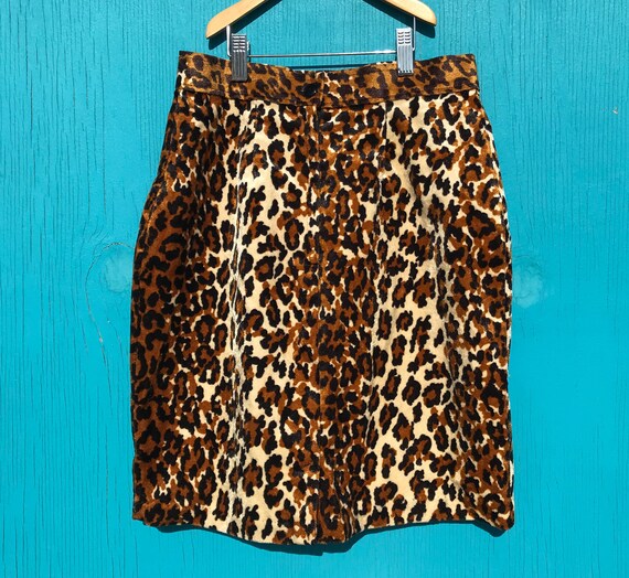 1990s Fuzzy Leopard Print Skirt Size Medium Waist… - image 8