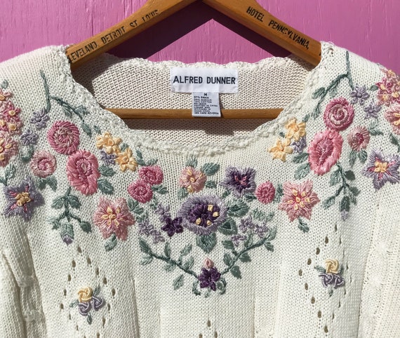 1990s Embroidered Summer Sweater Short Sleeves Pu… - image 2