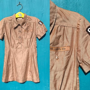 1950s Girl Scout Brownies Dress Girls Chest Size 28&quot; Vintage Uniform Troop 887