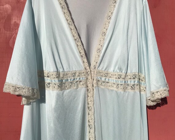 Vintage Pale Blue Budoir Robe Full Length Empire Wais… - Gem