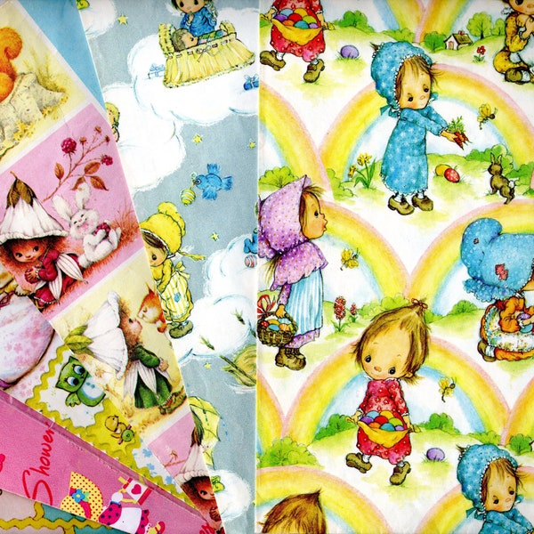 1970s 80s Cute Baby Shower Wrapping Paper Betsey Clark Victoria Plum Gift Wrap Vintage Hallmark Paper 1980s