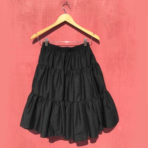 Tiered Black Prairie Skirt Size XS Elastic Waist Vintage Ruffle Pull On
