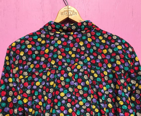 1990s Rayon Color Pop Jacket Size Medium Long Sle… - image 5