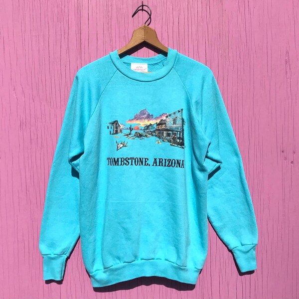 1980s Tombstone AZ Sweatshirt Sz Large Vintage Old West Blue