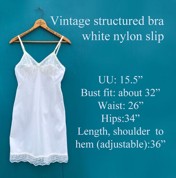 Vintage White Nylon Slip Bust 32 Lace Bra Top Emp… - image 8