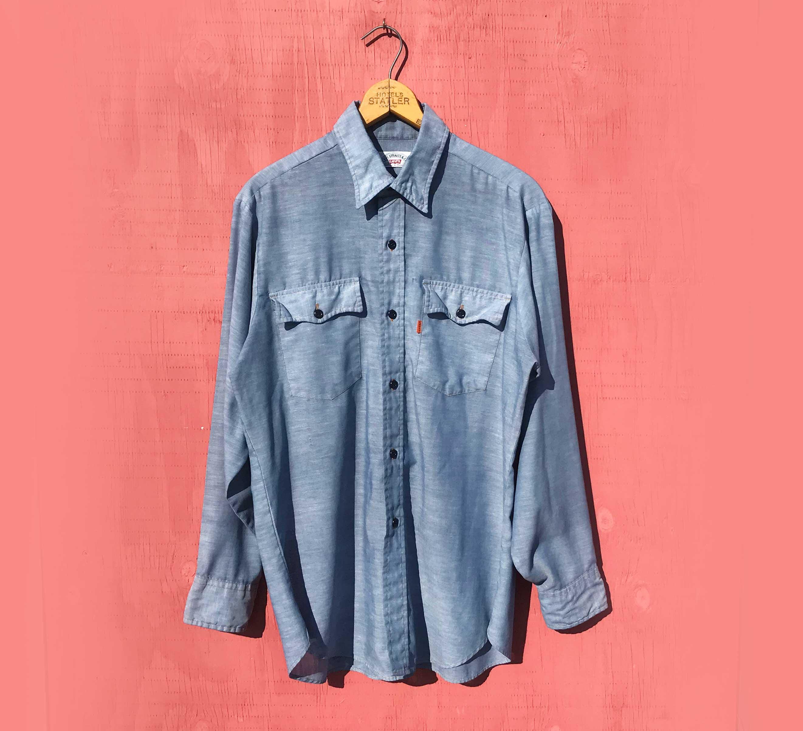 70's VINTAGE Levi's ORANGE TAB デニムシャツ Vintage 70s Levis Orange Tab Denim Button Up Shirt Medium