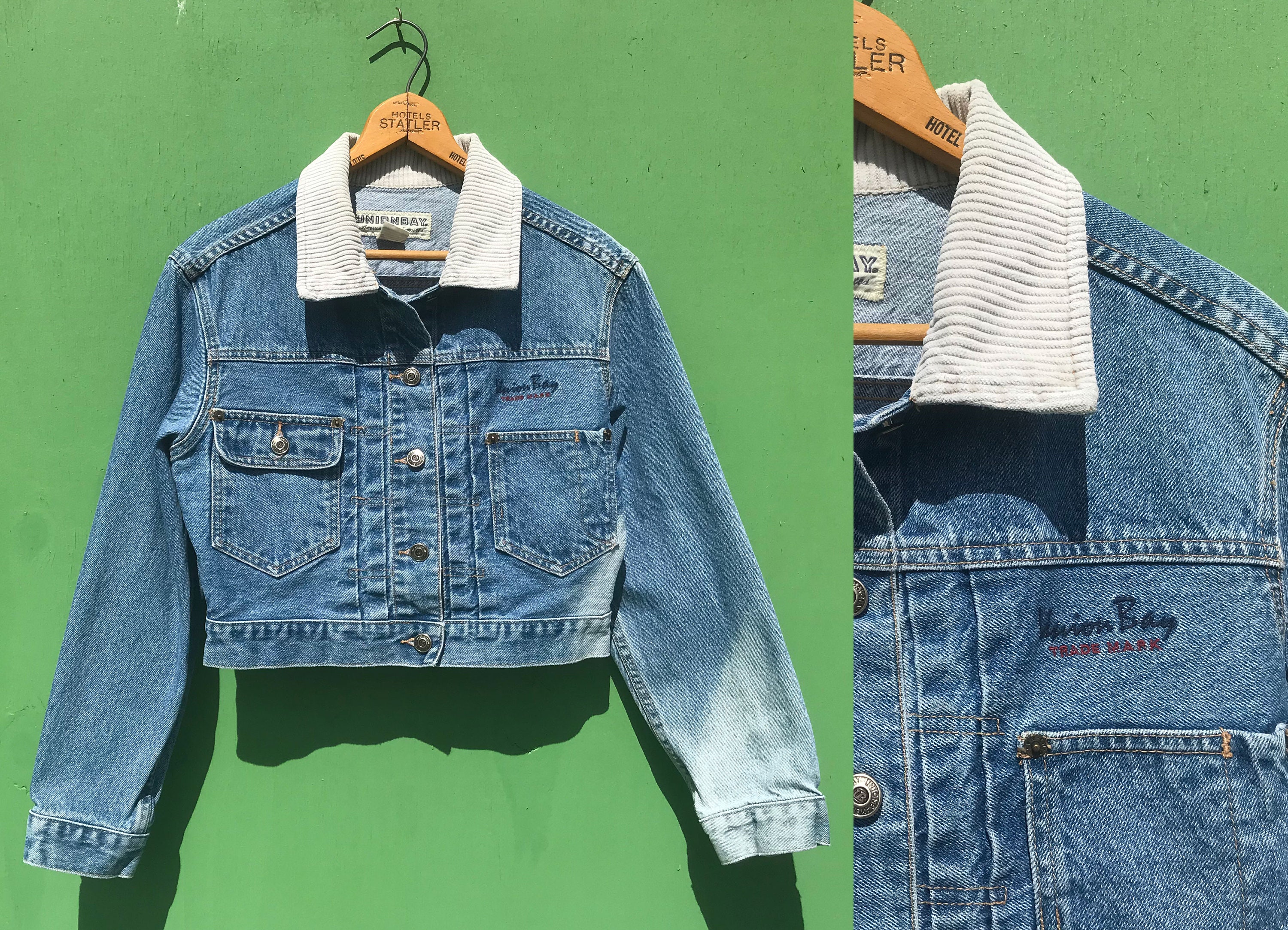 1990s Cropped Denim Jacket Acid Wash Union Bay With Pockets