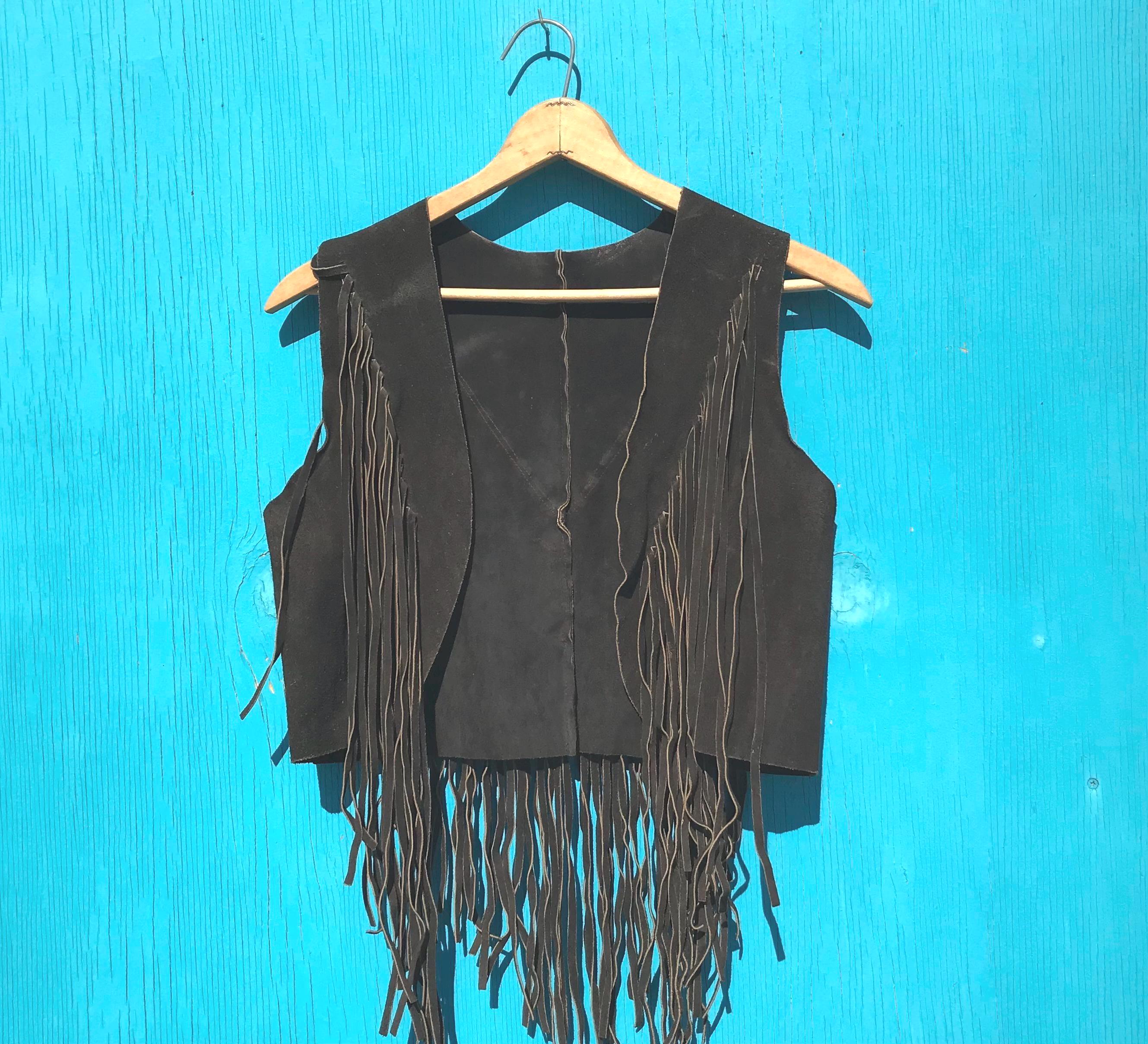 トップス NINE Fringe leather vest 61cGdVwCfAL.jpg