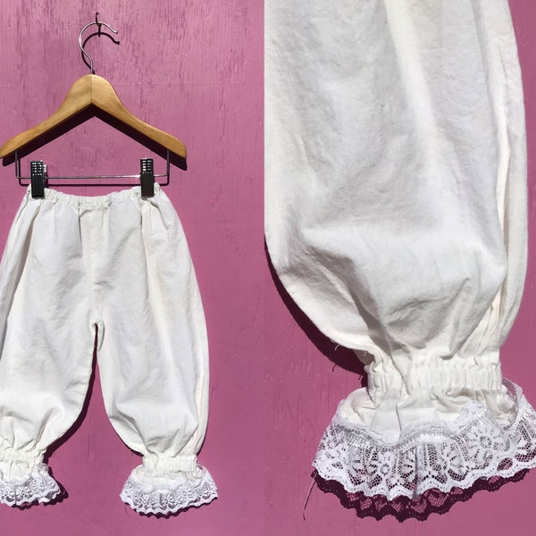 1970s White Cotton Toddler Bloomers Vintage Pantalettes Waist 14 to 18 Childrens or Doll Clothes