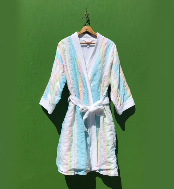 pastel striped dressing gown The Pastel Striped Women's Dressing Gown Robe The Gifted Sisters