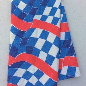 Vintage Vera Towel Red White & Blue Racing Flag Checks