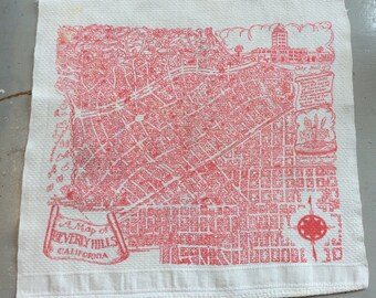 Vintage Souvenir Towel Beverly Hills Map to the Stars Homes