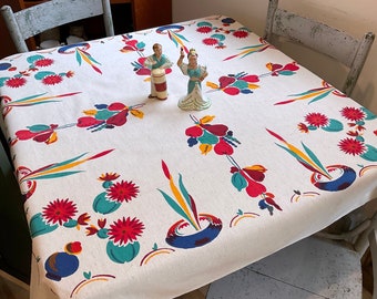 Vintage Tablecloth Mexican Pottery Gourds MWT NWT NOS Sunshine Retro Southwestern Kitchen