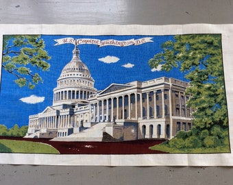 Vintage Souvenir Towel or Wall Hanging US Capitol Building Washington DC KayDee NOS