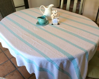 Cathay Kitsch White by speakeasyworks Atomic Starburst Round Tablecloth Midcentury Modern Cotton Sateen Circle Tablecloth by Spoonflower