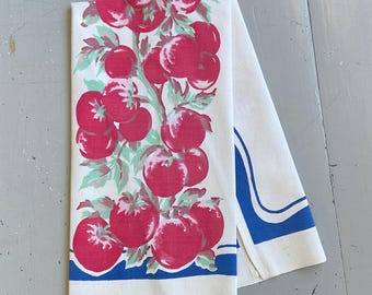 Vintage Tea Towel Colorful Tomatoes on the Vine