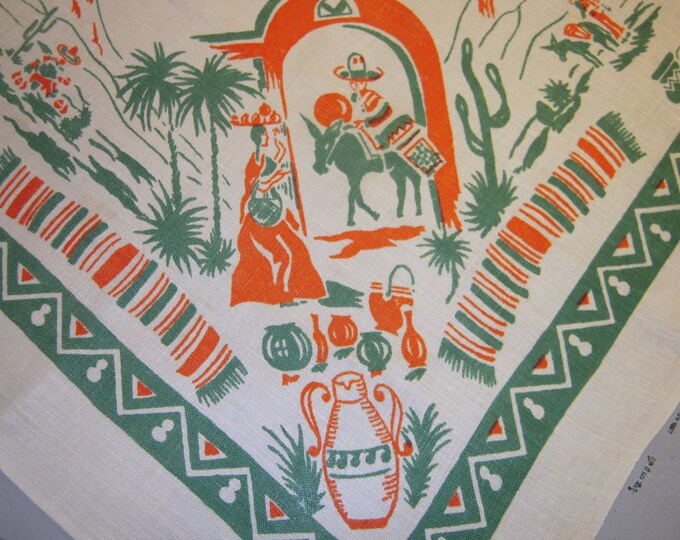 Vintage MEXICAN Tablecloth Market Day Thru an Archway Serapes Etsy
