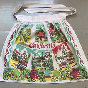 Vintage Souvenir Apron California Oranges & Freeways Retro Kitchen