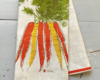 Vintage Vera Tea Towel Colorful Carrots NOS