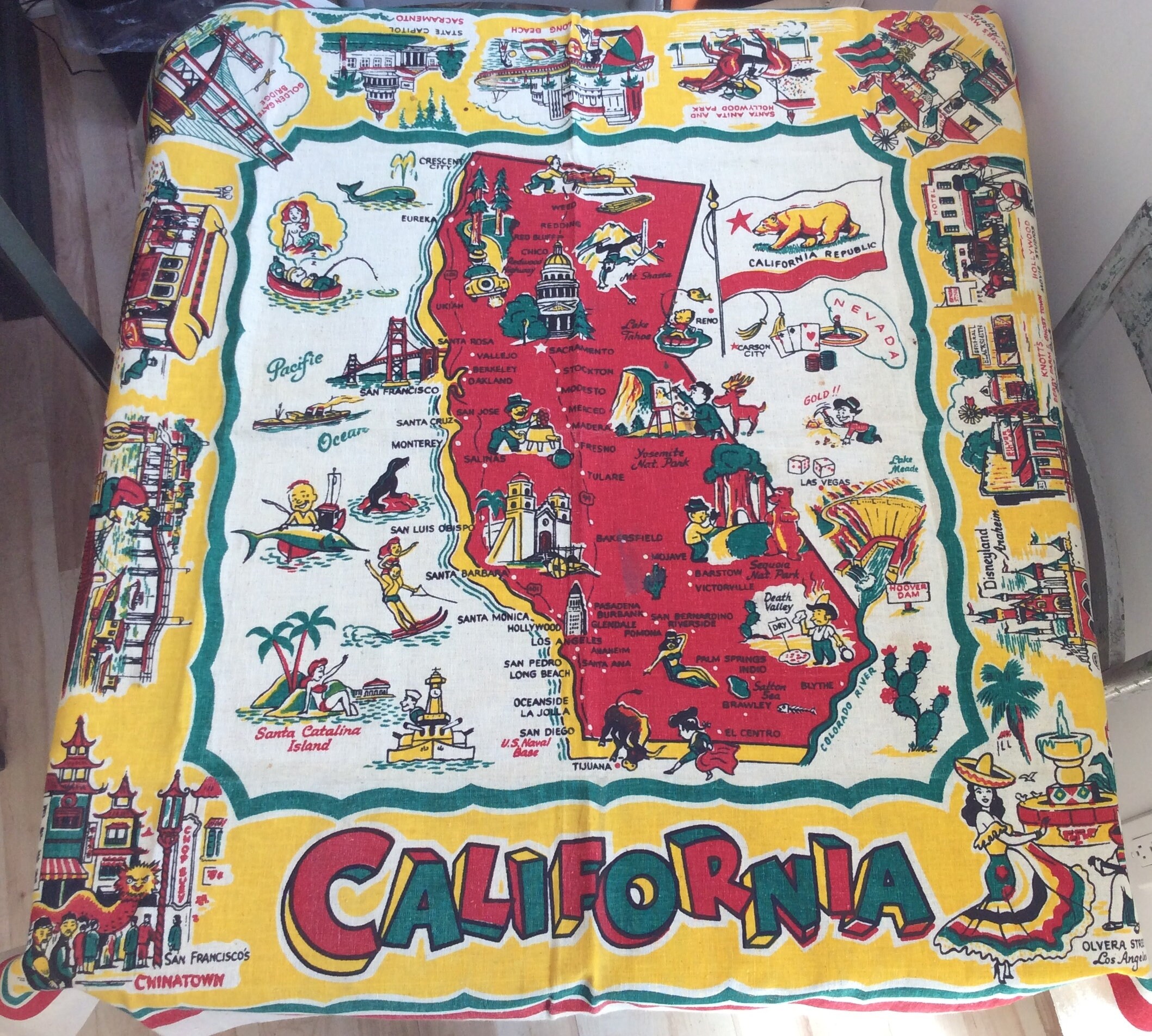 Vintage Souvenir Tablecloth Fab 50s California MWT NWT NOS - Etsy