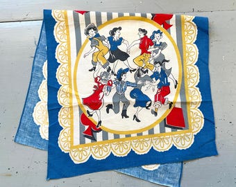 Vintage Tea Towel Ladies Square Dance Swing Your Partner