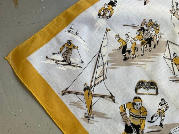 Vintage Hankie Winter Sports Ice Hockey Skating H… - image 6