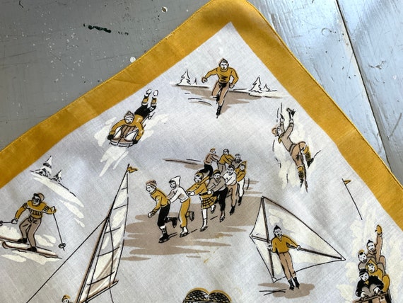 Vintage Hankie Winter Sports Ice Hockey Skating H… - image 7