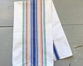 Vintage Towel Colorful Stripes Golden Key Retro Farmhouse