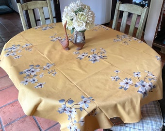 Vintage Wilendur Tablecloth Golden Yellow Dogwood MWT NWT NOS Retro Kitchen Floral