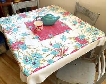 Mantel vintage Aqua Fish Swim Undersea con coral rojo