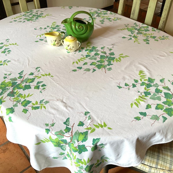 Vintage Wilendur Tablecloth Gorgeous Green Ivy Retro Kitchen St Patrick's Day
