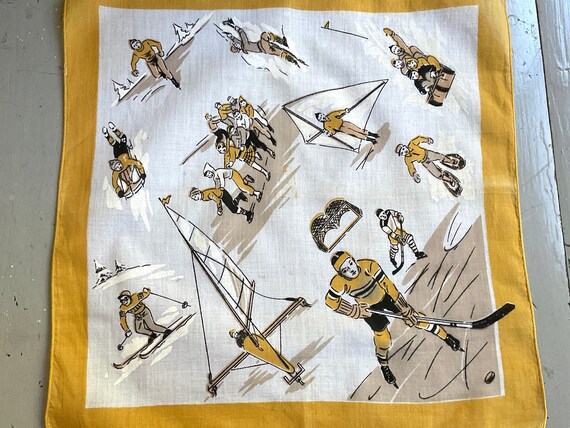 Vintage Hankie Winter Sports Ice Hockey Skating H… - image 2