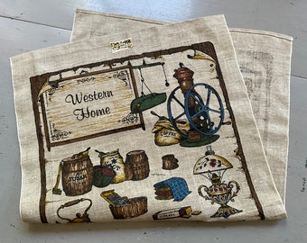Vintage Towel KayDee Old Time General Store Western Home MWT NWT NOS Mid Century Retro Kitchen Wall Hanging