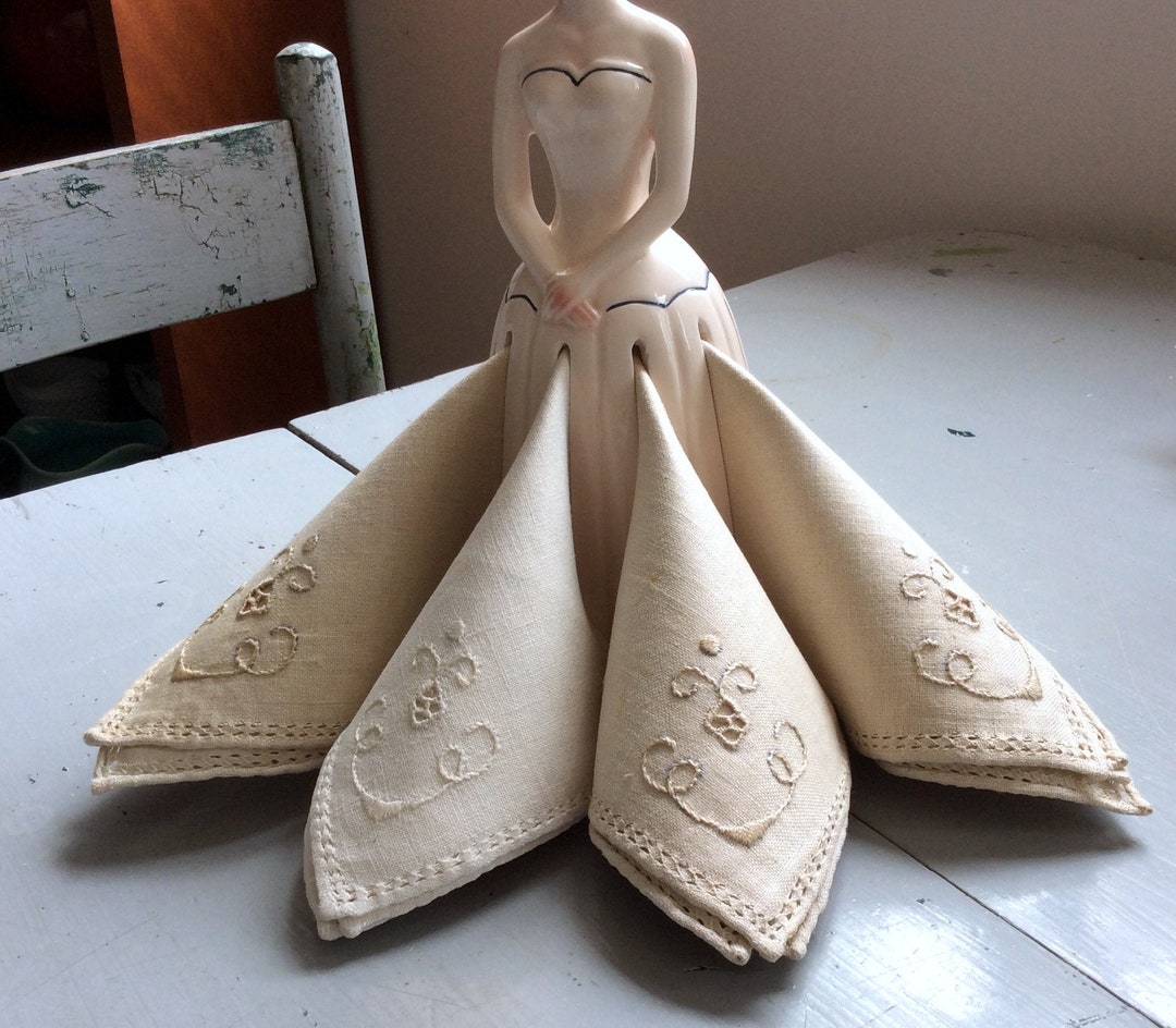 Vintage Italian Napkins Set of 4 Elegant Cutwork & Embroidery Etsy