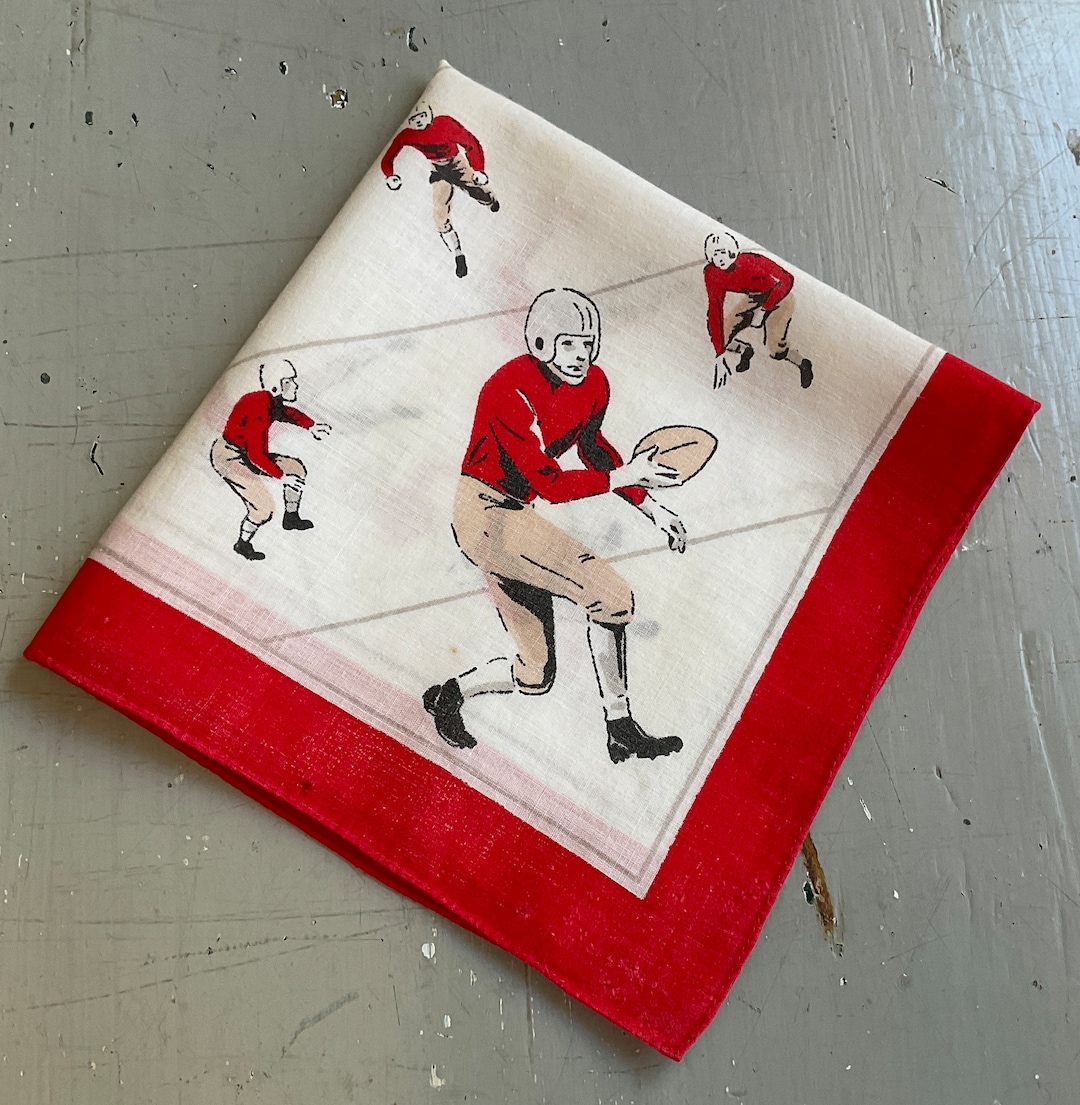 Vintage Hankie It's a Great Day for Football Sports Handkerchief Retro
