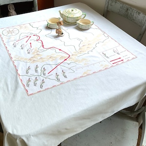 Vintage Tischdecke Napoleonische Krieg Schlacht von Jena & Auerstaedt Militär Karte Retro französisch-preußisch