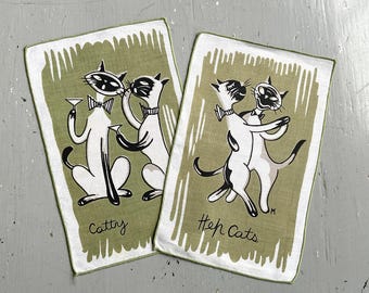 Servilletas de cóctel vintage con diseño de gato siamés (par) Leacock Cat Nips