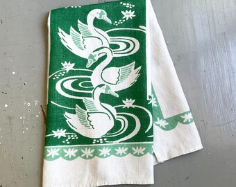 Vintage Towel Six Swans a Swimming