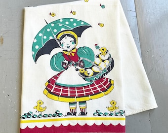Vintage Broderie Towel When It Rains It Pours Ducklings