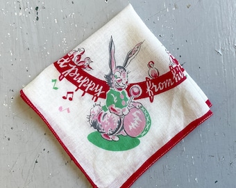 Vintage Hankie Puppy Conducts Funny Bunny Band