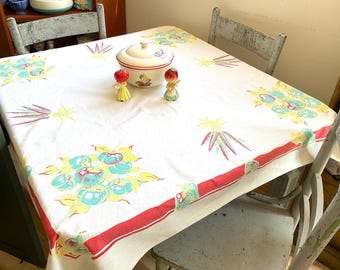 Vintage Tablecloth JS&S Victory Garden Veggie Harvest