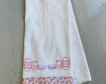 Vintage Embroidered Towel Pitchers & Bowls