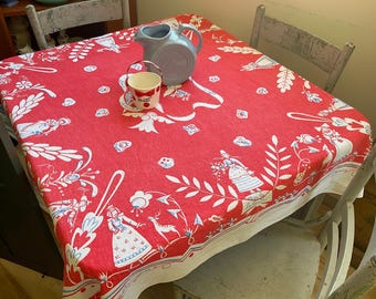 Vintage Dewan Tablecloth Bon Appetit to the Ladies of France